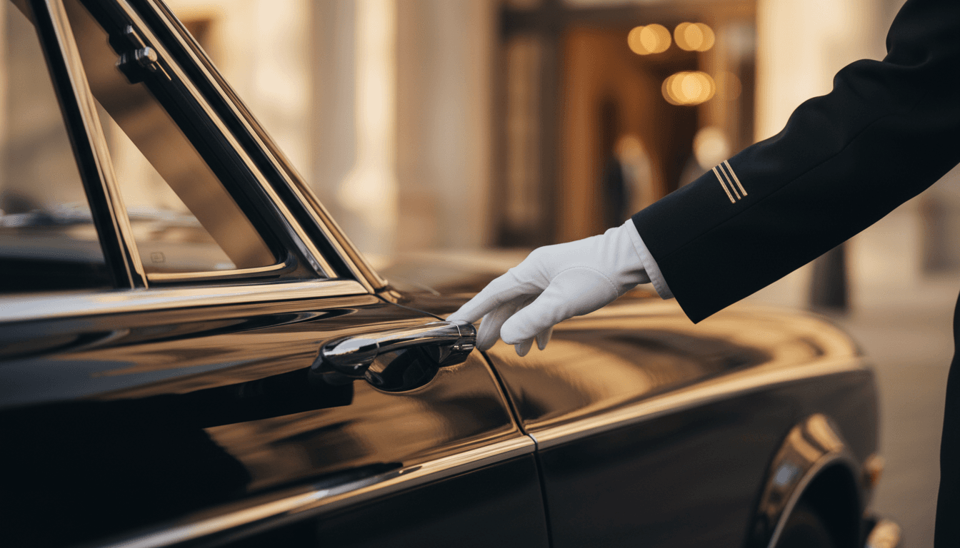 Lavish Rides chauffeur opening car door with precision