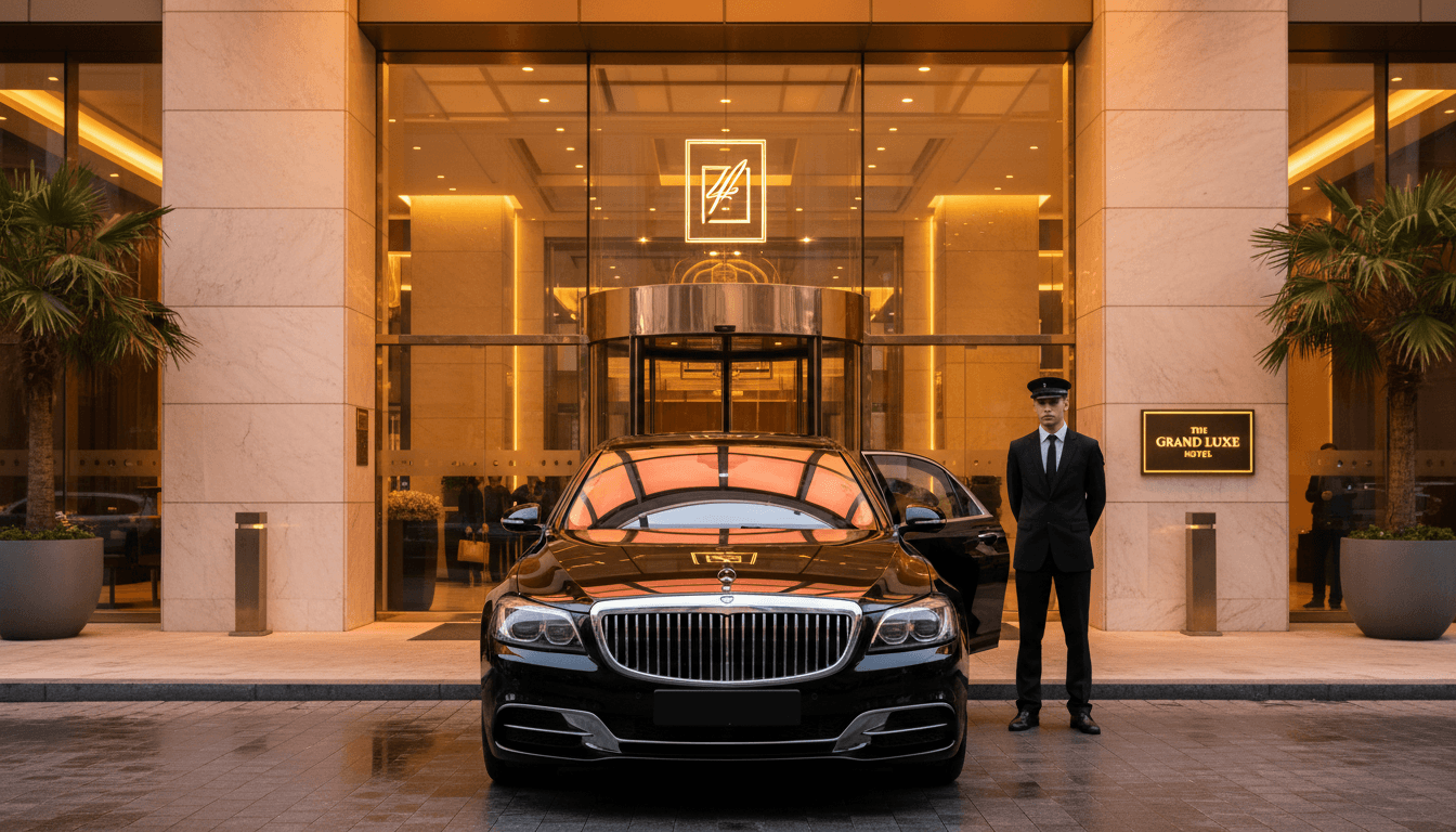 Luxury sedan parked at event venue