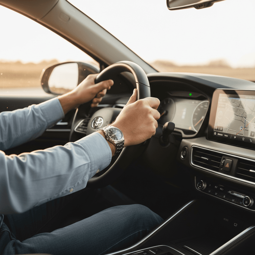 Chauffeur adjusting route during private event transport
